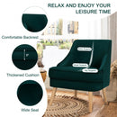 Velvet Upholstered Accent Chair with Rubber Wood Legs-Green