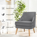 Velvet Upholstered Accent Chair with Rubber Wood Legs-Gray