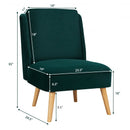 Velvet Accent Chair with Rubber Wood Legs for Living Room-Green