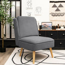 Velvet Accent Chair with Rubber Wood Legs for Living Room-Gray