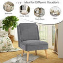 Velvet Accent Chair with Rubber Wood Legs for Living Room-Gray