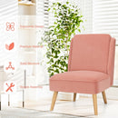 Velvet Accent Chair with Rubber Wood Legs for Living Room-Pink