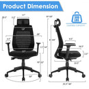 High Back Mesh Office Chair Swivel Reclining Task Chair with Clothes Hanger
