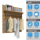 Wall-Mounted Clothes Hanger Rack Shelf with 5 Hooks and Hanging Rod