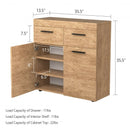 Free Standing Storage Cabinet Floor Cabinet with 2 Drawers Doors and Shelves