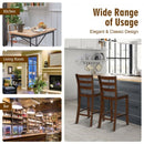 2Pcs Counter Height Chairs with Fabric Seat and Rubber Wood Legs