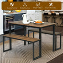 3-Piece Kitchen Dining Table Set with 2 Benches for Limited Space -Natural