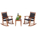 3 Pieces Acacia Wood Patio Rocking Chair Set with Side Table