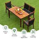4 Pieces Patio Rattan Dining Furniture Set with Acacia Wood Frame Chair