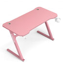 47" Z-Shaped Computer Table with Cup Holder Headphone Hook-Pink