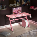 47" Z-Shaped Computer Table with Cup Holder Headphone Hook-Pink