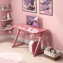 47" Z-Shaped Computer Table with Cup Holder Headphone Hook-Pink