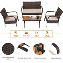 4Pcs Patio Rattan Outdoor Conversation Set with Cushions