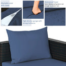 5 Pieces Patio Rattan Sectional Furniture Set with Cushions and Coffee Table -Navy