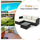 5 Pieces Patio Rattan Furniture Set with Coffee Table-Off White