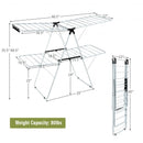 2-Level Foldable Clothes Drying with Height-Adjustable Gullwing
