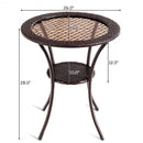 Round Rattan Wicker Coffee Table with Lower Shelf