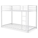 Twin Over Twin Bunk Bed Frame Platform with Guard Rails and Side Ladder