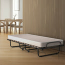 Portable Folding Bed with Foam Mattress and Sturdy Metal Frame Made in Italy-Beige