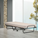 Portable Folding Bed with Foam Mattress and Sturdy Metal Frame Made in Italy-Beige