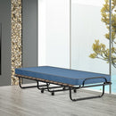 Portable Folding Bed with Foam Mattress and Sturdy Metal Frame Made in Italy-Navy