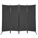 4-Panel  Room Divider with Steel Frame-Black