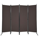 4-Panel  Room Divider with Steel Frame-Brown