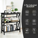 3-Tier Bookshelf Wooden Open Storage Bookcase for Home Office-Black