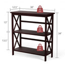 3-Tier Bookshelf Wooden Open Storage Bookcase for Home Office-Coffee