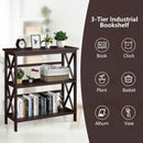 3-Tier Bookshelf Wooden Open Storage Bookcase for Home Office-Coffee