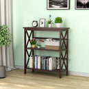 3-Tier Bookshelf Wooden Open Storage Bookcase for Home Office-Coffee