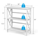 3-Tier Bookshelf Wooden Open Storage Bookcase for Home Office-White