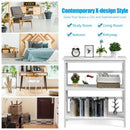 3-Tier Bookshelf Wooden Open Storage Bookcase for Home Office-White