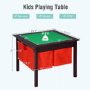 2-in-1 Kids Activity Table and 2 Chairs Set with Storage Building Block Table-Espresso