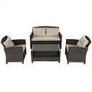 4 Pieces Outdoor Rattan Furniture Set