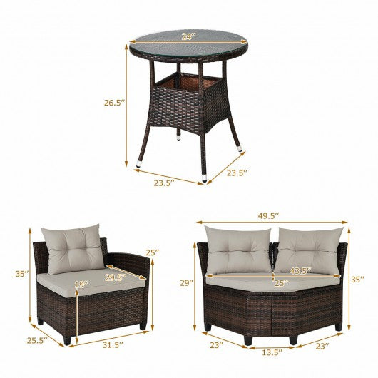 4 Pcs Furniture Patio Set Outdoor Wicker Sofa Set