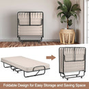 Rollaway Guest Bed with Sturdy Steel Frame and Wheels-Beige