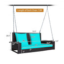 2-Person Patio Rattan Porch Swing with Cushions-Turquoise