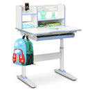 Kids Multifunctional Writing Desk with Tilt Desktop and Book Shelf-Blue
