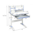 Kids Multifunctional Writing Desk with Tilt Desktop and Book Shelf-Blue