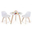 Modern Kids Activity Play Table and 2 Chairs Set with Beech Leg Cushion-White