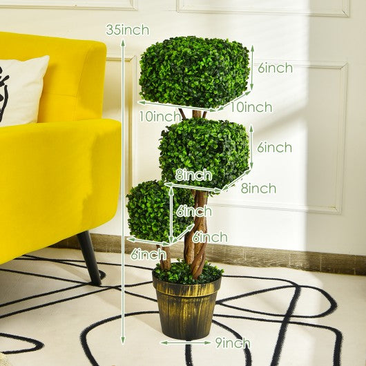 36" Artificial Boxwood Topiary UV Protected Indoor Outdoor Tree