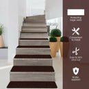 15 Pieces 30" x 8" Slip-resistant Soft Stair Treads Carpet-Brown