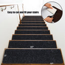 15 Pieces 30" x 8" Slip Resistant Soft Stair Treads Carpet-Black