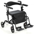 Folding Rollator Walker with Seat and Wheels Supports up to 300 lbs-Black
