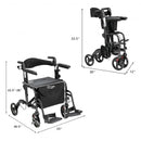 Folding Rollator Walker with Seat and Wheels Supports up to 300 lbs-Black