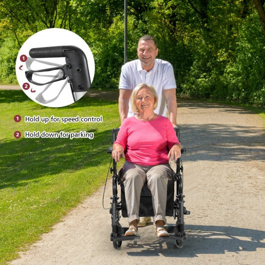 Folding Rollator Walker with Seat and Wheels Supports up to 300 lbs-Black