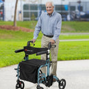 Folding Rollator Walker with Seat and Wheels Supports up to 300 lbs-Navy