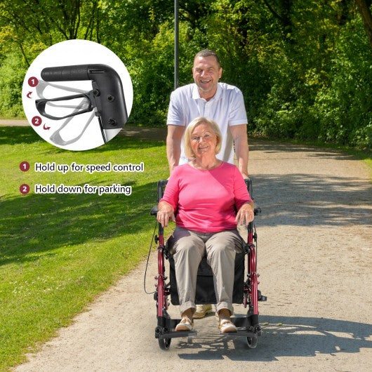 Folding Rollator Walker with Seat and Wheels Supports up to 300 lbs-Red