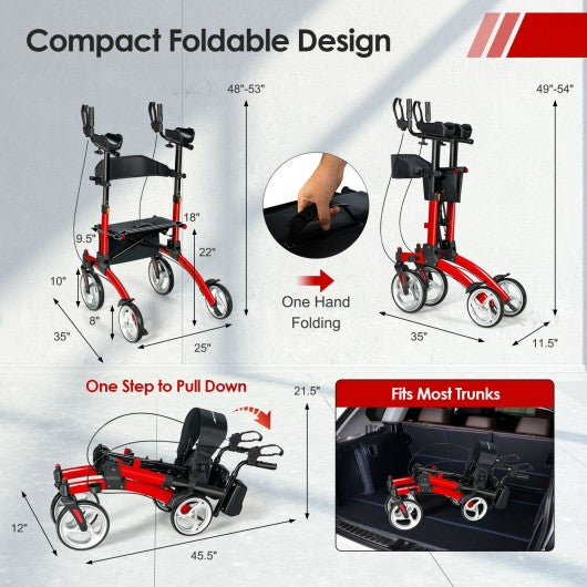 2-in-1 Multipurpose Rollator Walker with Large Seat-Red